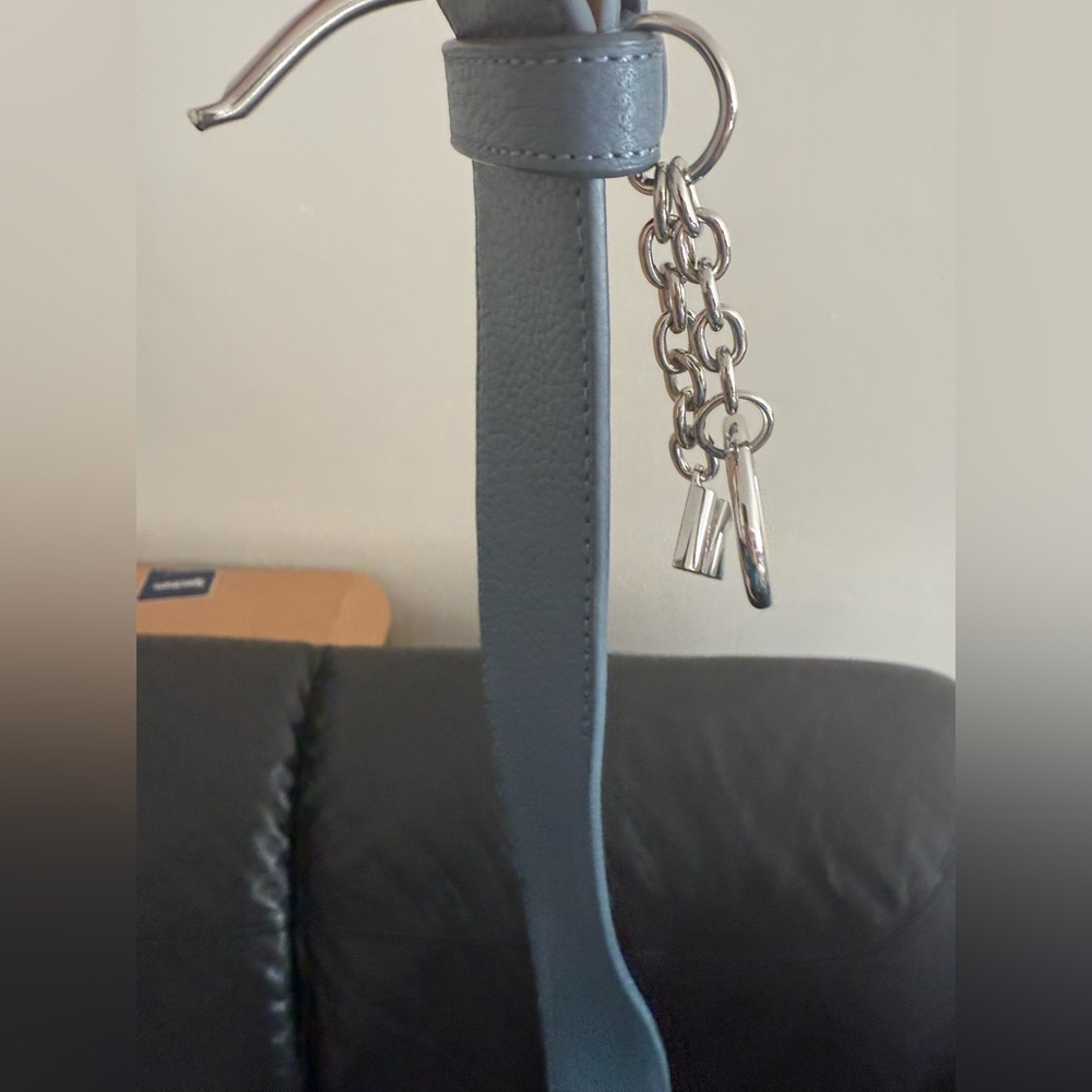 AUTHENTIC MICHAEL KORS LEATHER BELT BLUE W/MK CHARM LOGO BUCKLE SIZE small new - Picture 7 of 11